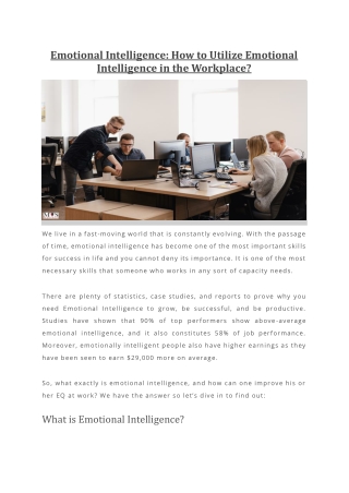 Emotional Intelligence How to Utilize Emotional Intelligence in the Workplace