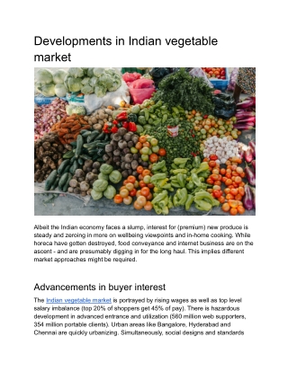 Developments in Indian vegetable market