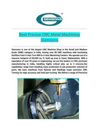 Best Precise CNC Metal Machining | Gemsons
