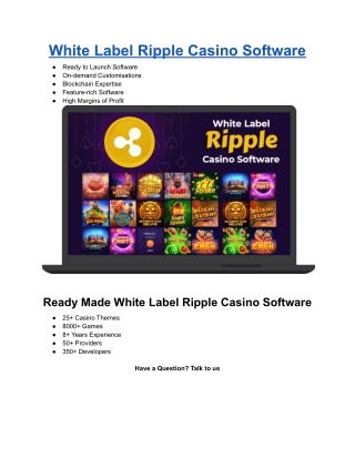 White Label Ripple Casino Software