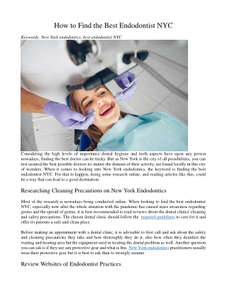 How to Find the Best Endodontist NYC