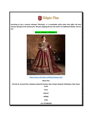 Maroon Lehenga  Ethnicplus.in