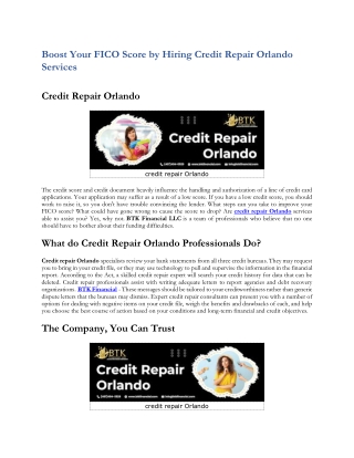 Boost Your FICO Score by Hiring Credit Repair Orlando Services