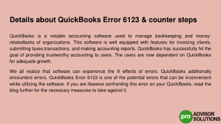 Learn Complete Details About QuickBooks Error 6123 and Counter Steps