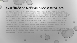 A quick fixing guide for QuickBooks Error H303