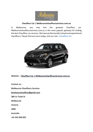 Chauffeur Car  Melbournechauffeursservices.com