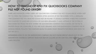 Resolve QuickBooks Company File Not Found Quickly