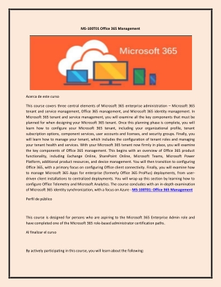 MS-100T01 Office 365 Management