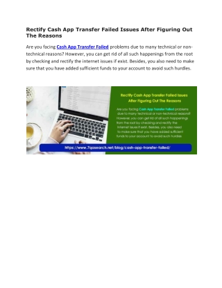 Rectify Cash App Transfer Failed Issues After Figuring Out The Reasons