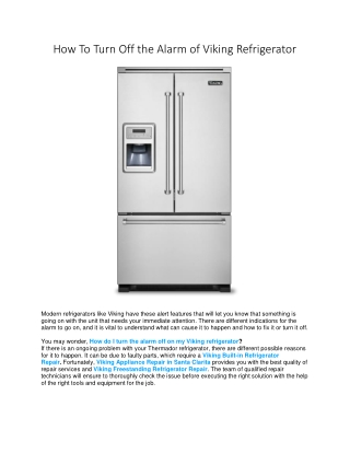 How To Turn Off the Alarm of Viking Refrigerator