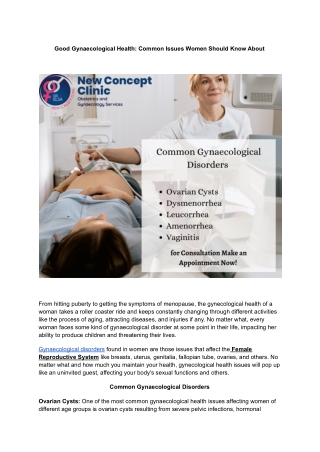 Good Gynecological Health_ Common Issues women should know about