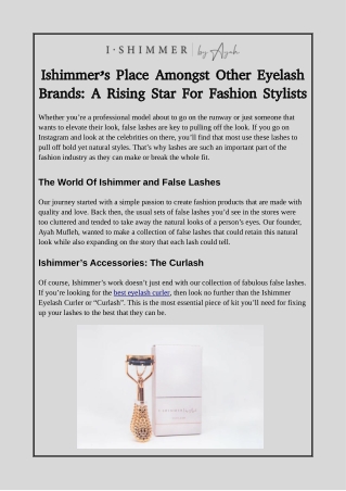 Ishimmer’s Place Amongst Other Eyelash Brands: A Rising Star For Fashion Stylist