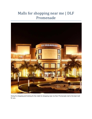 Malls for shopping near me  | DLF Promenade