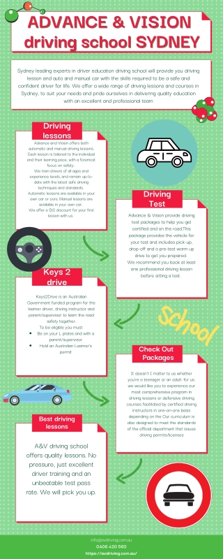 Advance & Vision driving test Botany, New South Wales