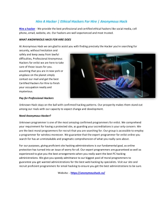 Hire A Hacker | Ethical Hackers For Hire | Anonymous Hack