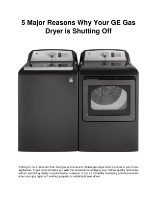 5 Major Reasons Why Your GE Gas Dryer is Shutting Off