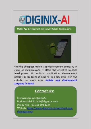 Mobile App Development Company in Dubai | Diginixai.com