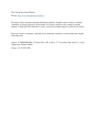 Startup Investment Platform