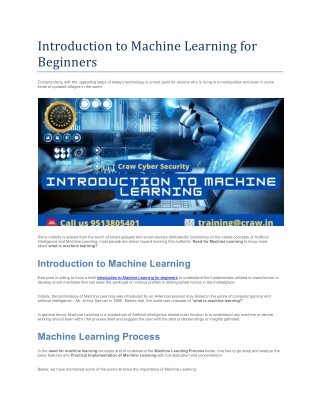Introduction to Machine Learning for Beginners