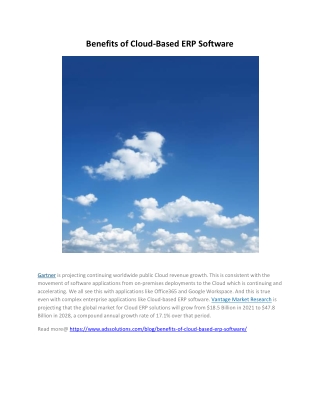 Benefits of Cloud-Based ERP Software