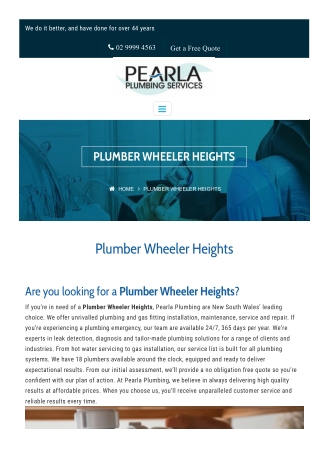Plumber Wheeler Heights