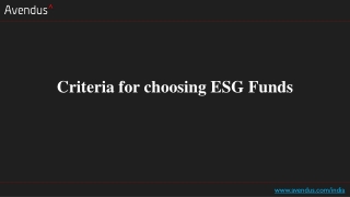 Criteria for choosing ESG Funds
