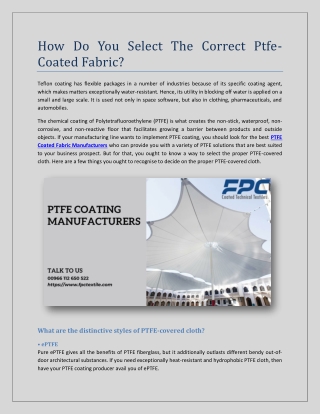How Do You Select The Correct Ptfe-Coated Fabric?
