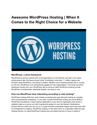 Awesome WordPress Hosting _ When It Comes to the Right Choice for a Website
