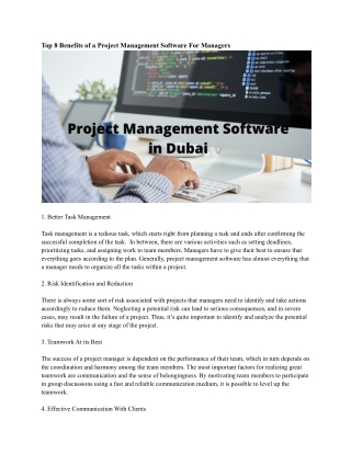 Project Management Software in Dubai