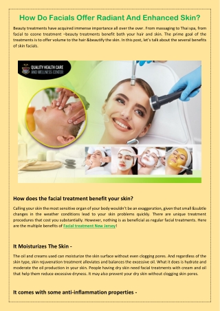 How Do Facials Offer Radiant And Enhanced Skin