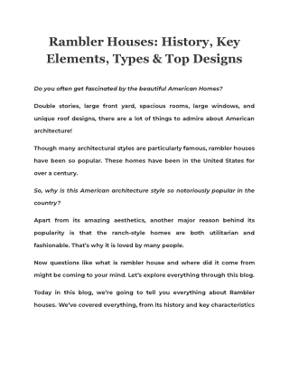 Rambler Houses: History, Key Elements, Types & Top Designs