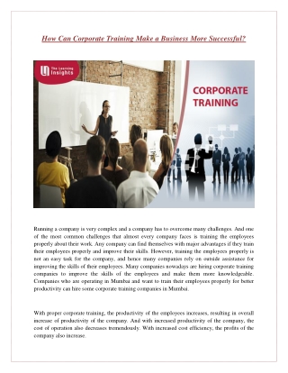 How Can Corporate Training Make a Business More Successful?