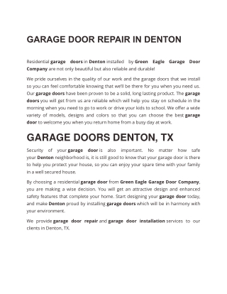 Garage Door Repair Denton, TX