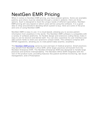 NextGen EMR Pricing