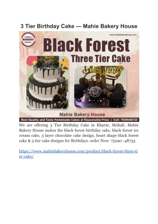 3 Tier Birthday Cake — Mahie Bakery House
