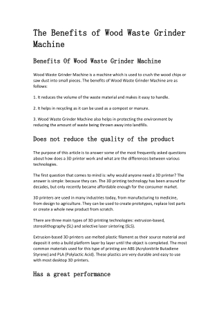 The Benefits of Wood Waste Grinder Machine_20220511142748