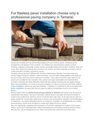 For flawless paver installation choose only a professional paving company in Tamarac