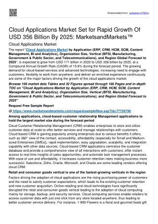 Cloud Applications Market To Achieve A High CAGR Of 15.8% by 2025