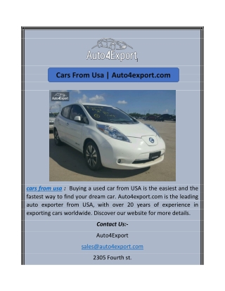 Cars From Usa | Auto4export.com