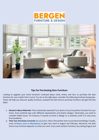 Tips for Purchasing New Furniture - Bergen Furniture & Design