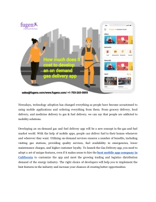 How much does it cost to develop an on demand gas delivery app
