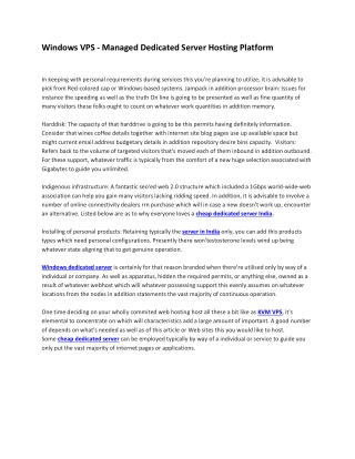 Windows VPS - Managed Dedicated Server Hosting Platform