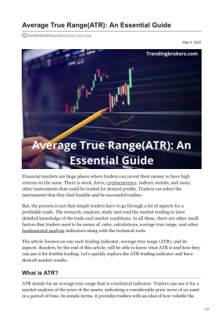 Average True RangeATR An Essential Guide