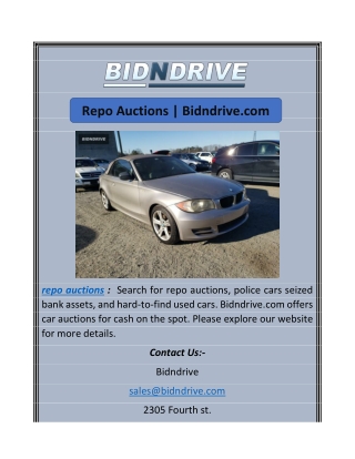 Repo Auctions | Bidndrive.com