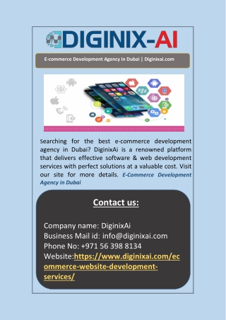 E-commerce Development Agency in Dubai | Diginixai.com