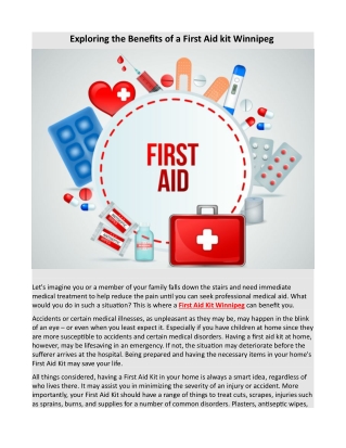 Exploring the Benefits of a First Aid kit Winnipeg