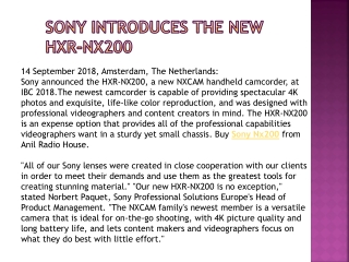 Sony Introduces the new HXR-NX200
