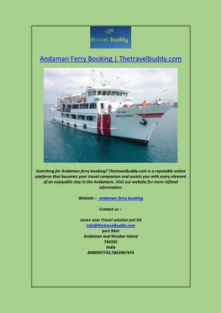 Andaman Ferry Booking  Thetravelbuddy.com
