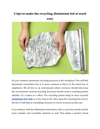 5 tips to make the recycling Aluminium foil at work easy