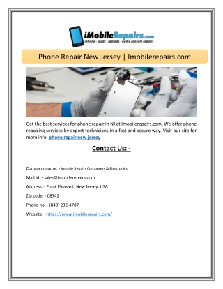 Phone Repair New Jersey Imobilerepairs.com